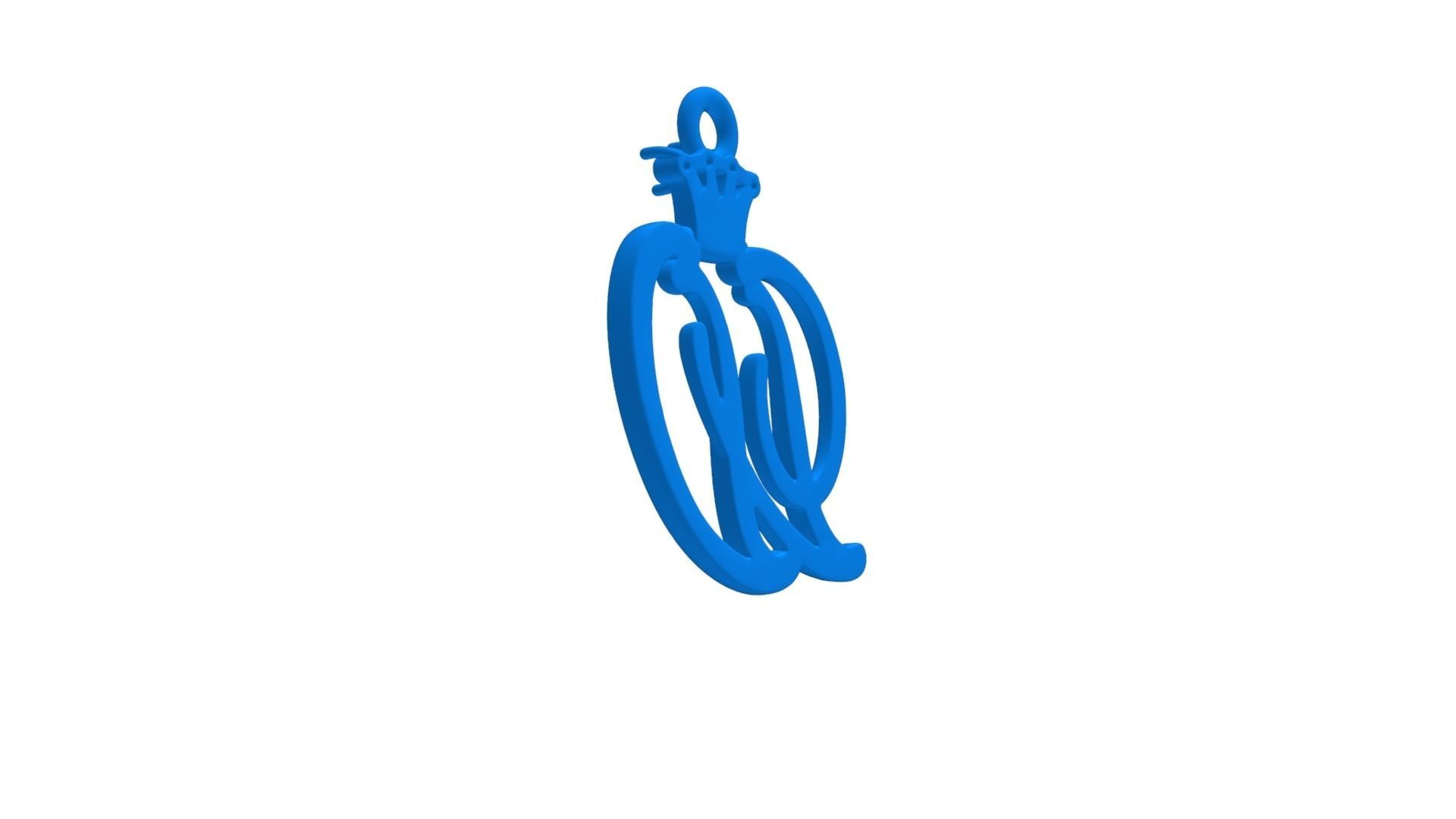 Alphabet Initial pendant letter W Crown 3D print model_11