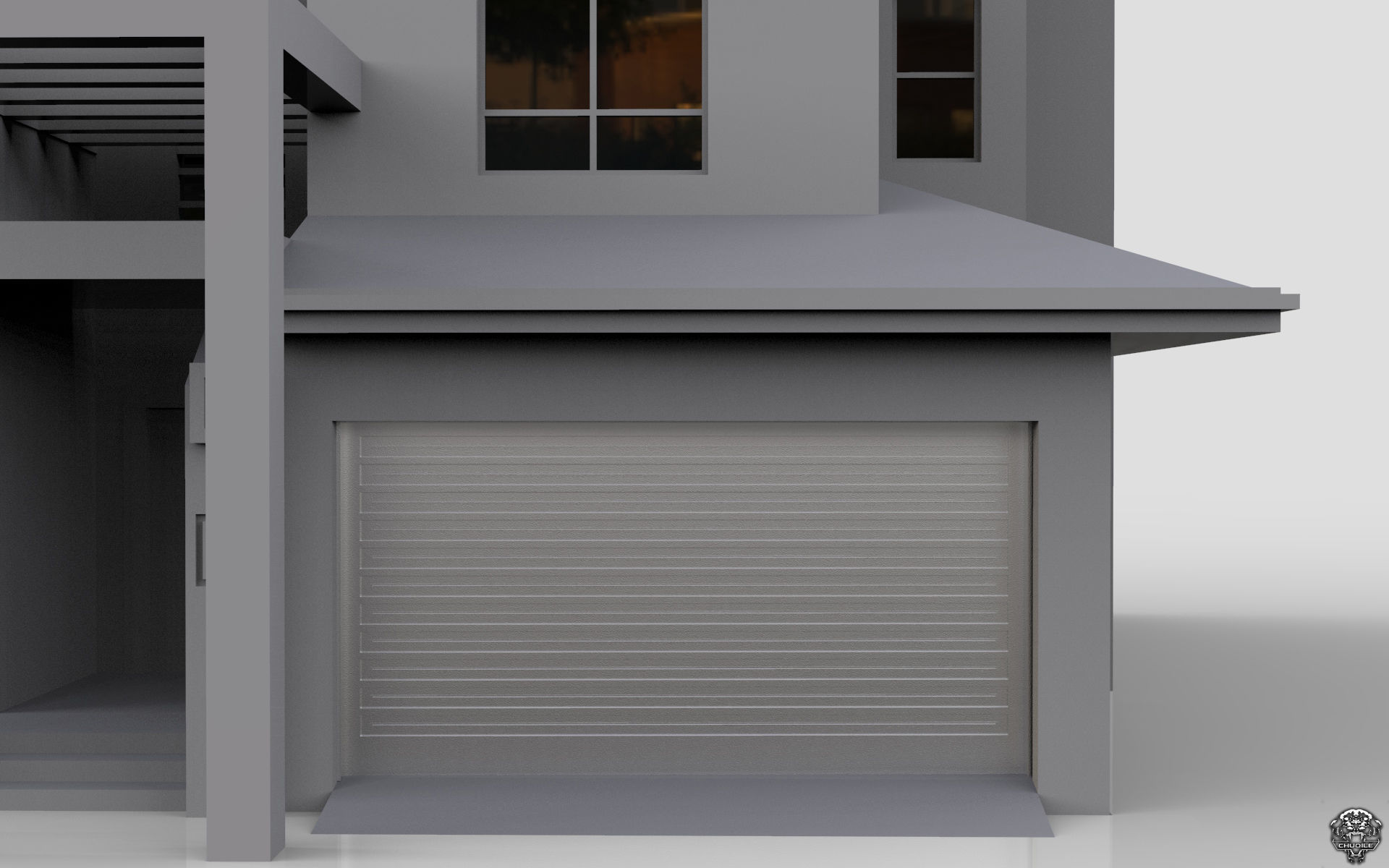 Modern Building House Low-poly 3D model_10