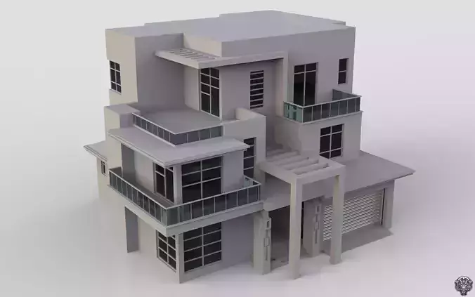 Modern Building House Low-poly 3D model
