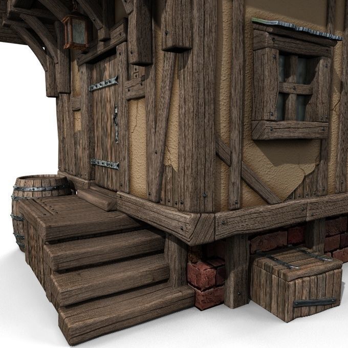 Timbered House Medieval 3D model_1