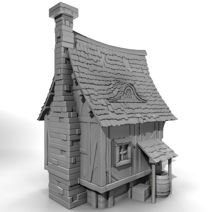 Timbered House Medieval 3D model_9