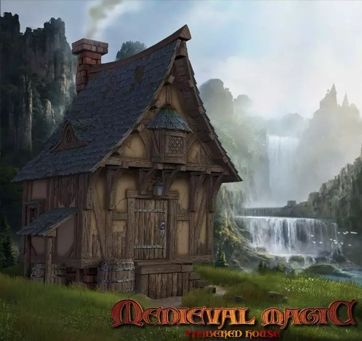 Timbered House Medieval 3D model_0