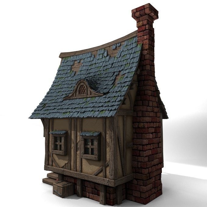 Timbered House Medieval 3D model_6