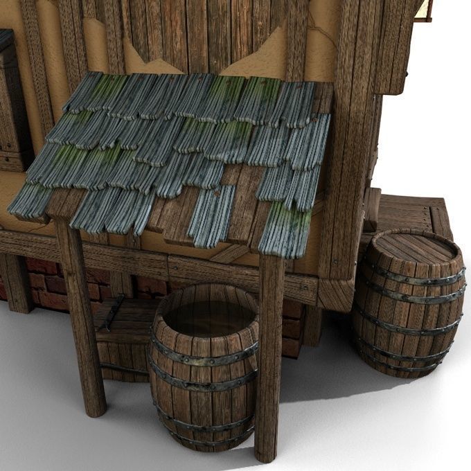 Timbered House Medieval 3D model_2