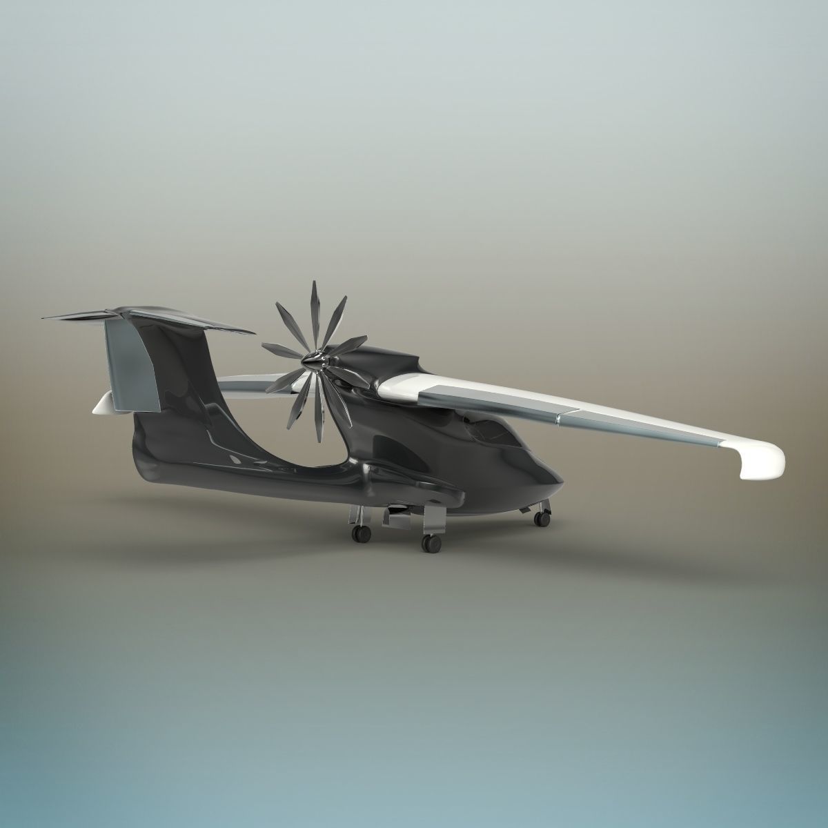 Aircraft futuristic flying vehicle 3D model_10