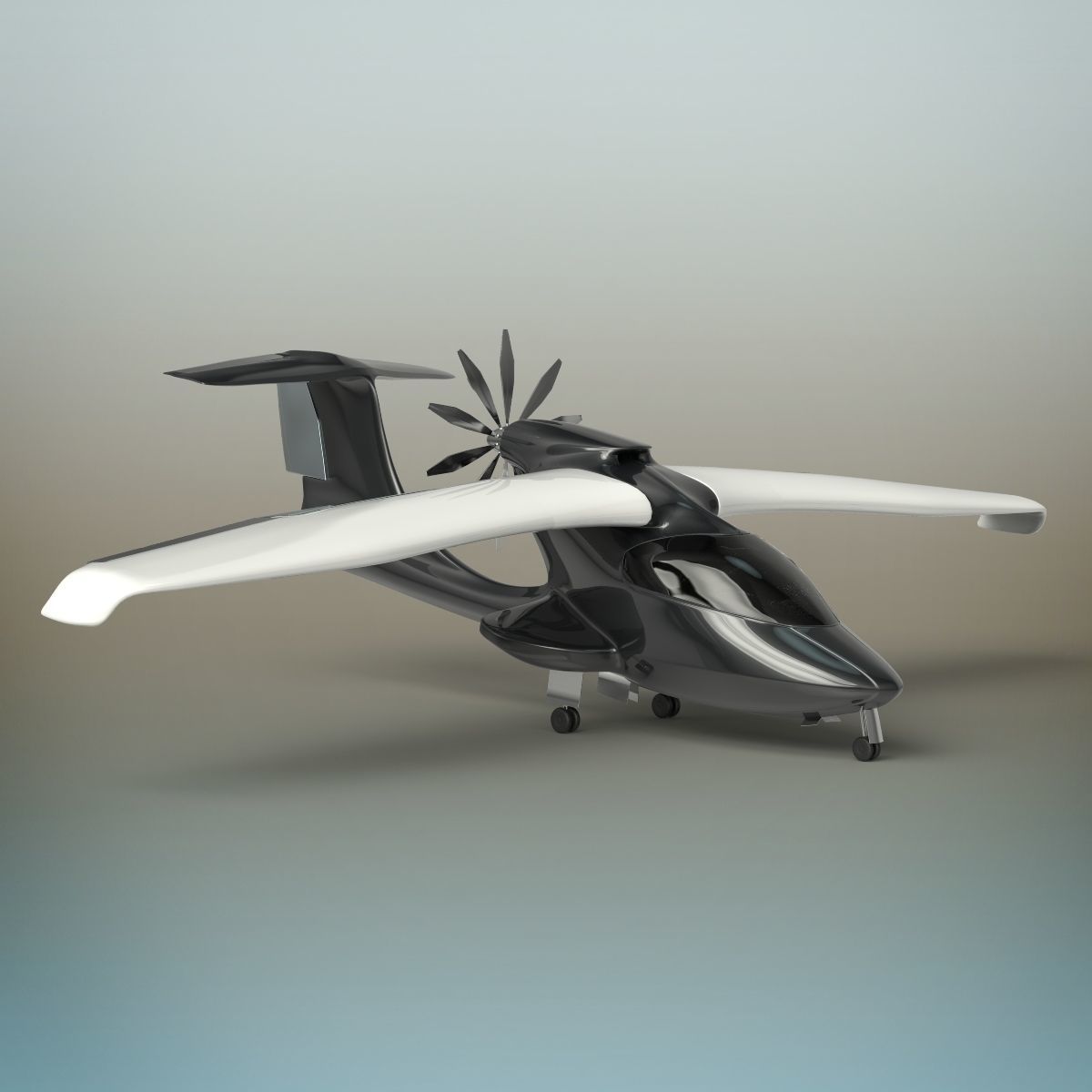 Aircraft futuristic flying vehicle 3D model_3