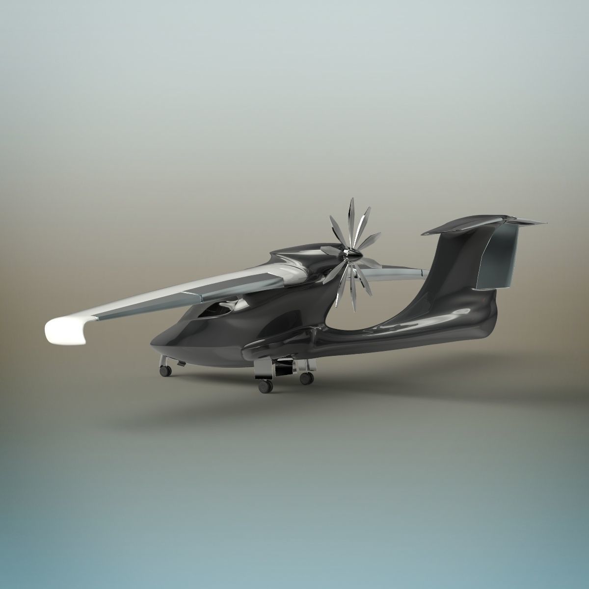 Aircraft futuristic flying vehicle 3D model_9