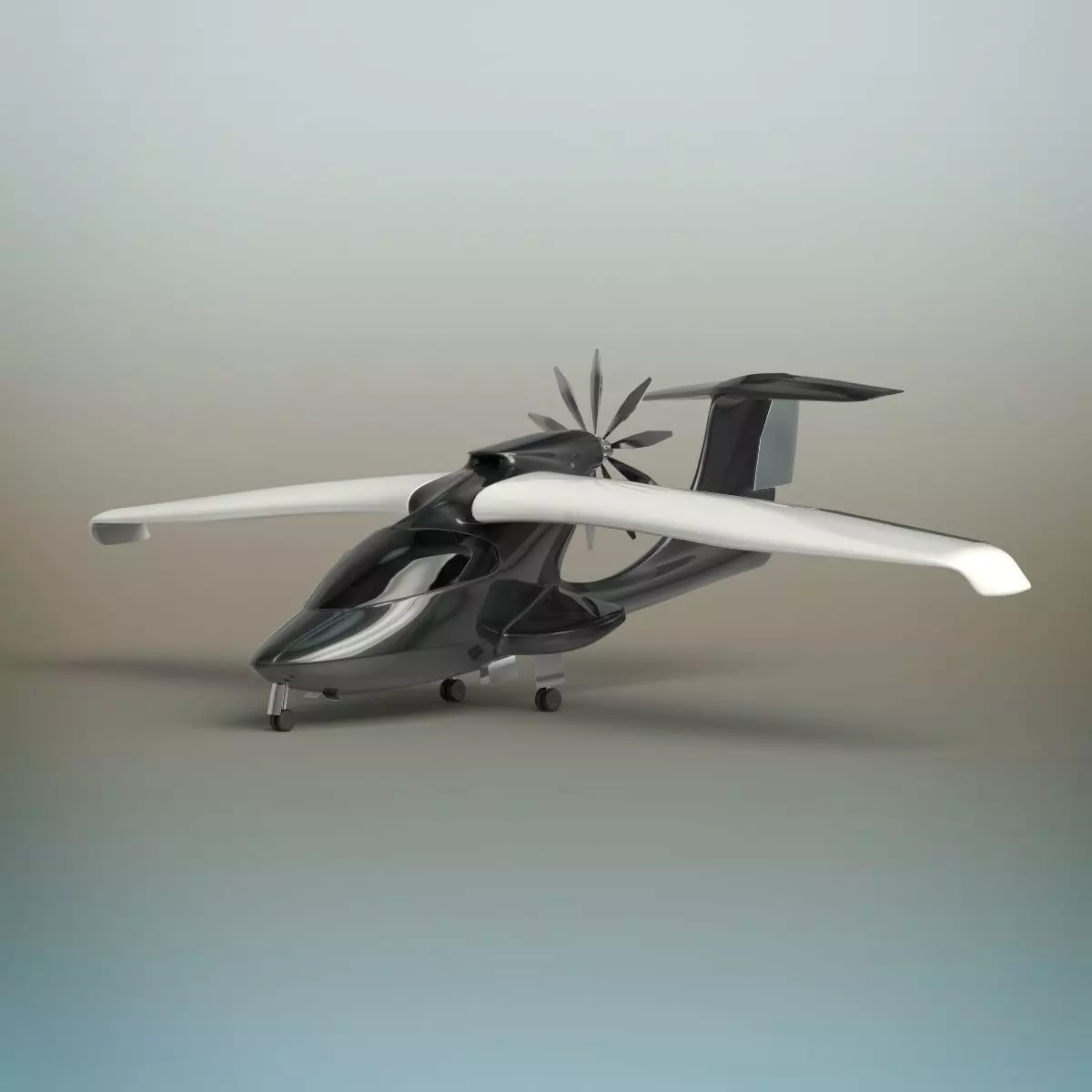 Aircraft futuristic flying vehicle 3D model_0