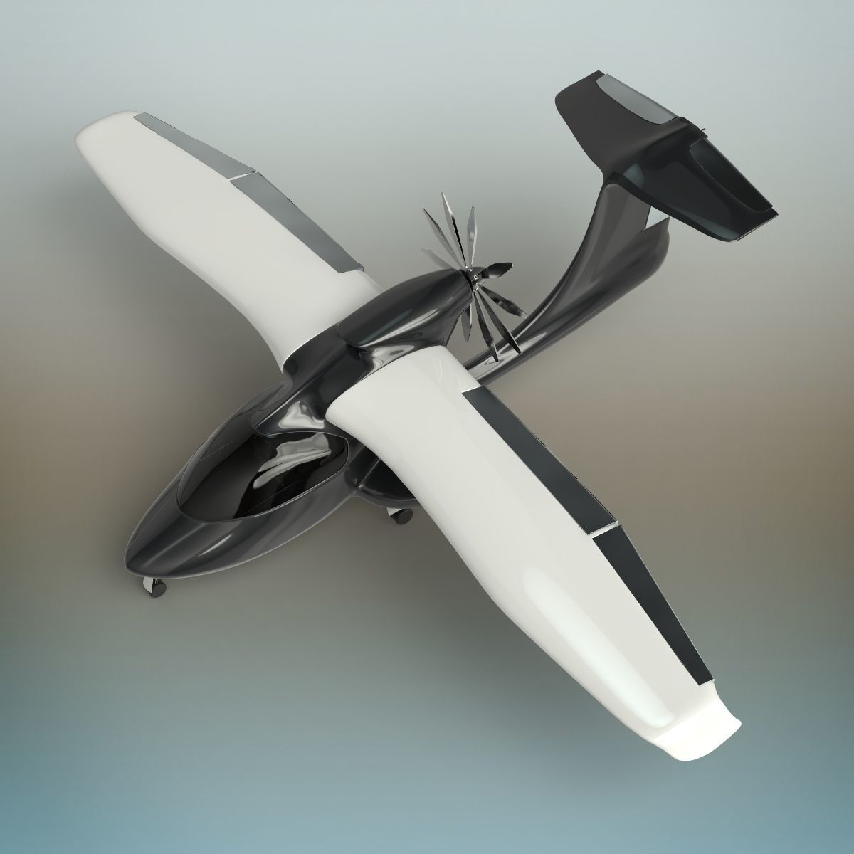 Aircraft futuristic flying vehicle 3D model_6