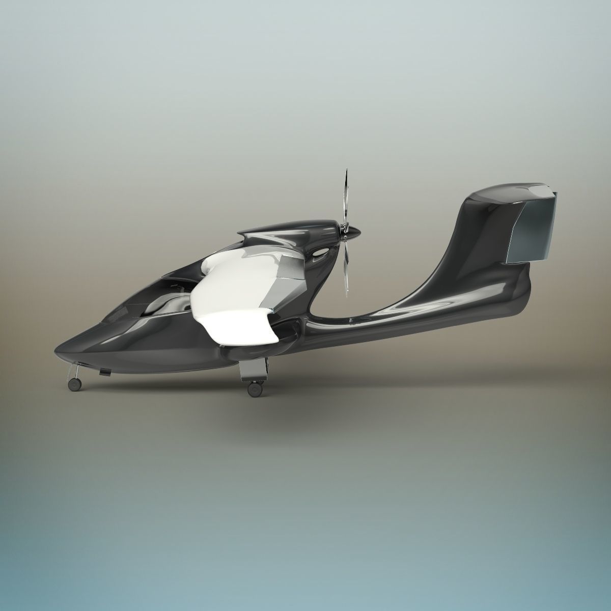 Aircraft futuristic flying vehicle 3D model_1