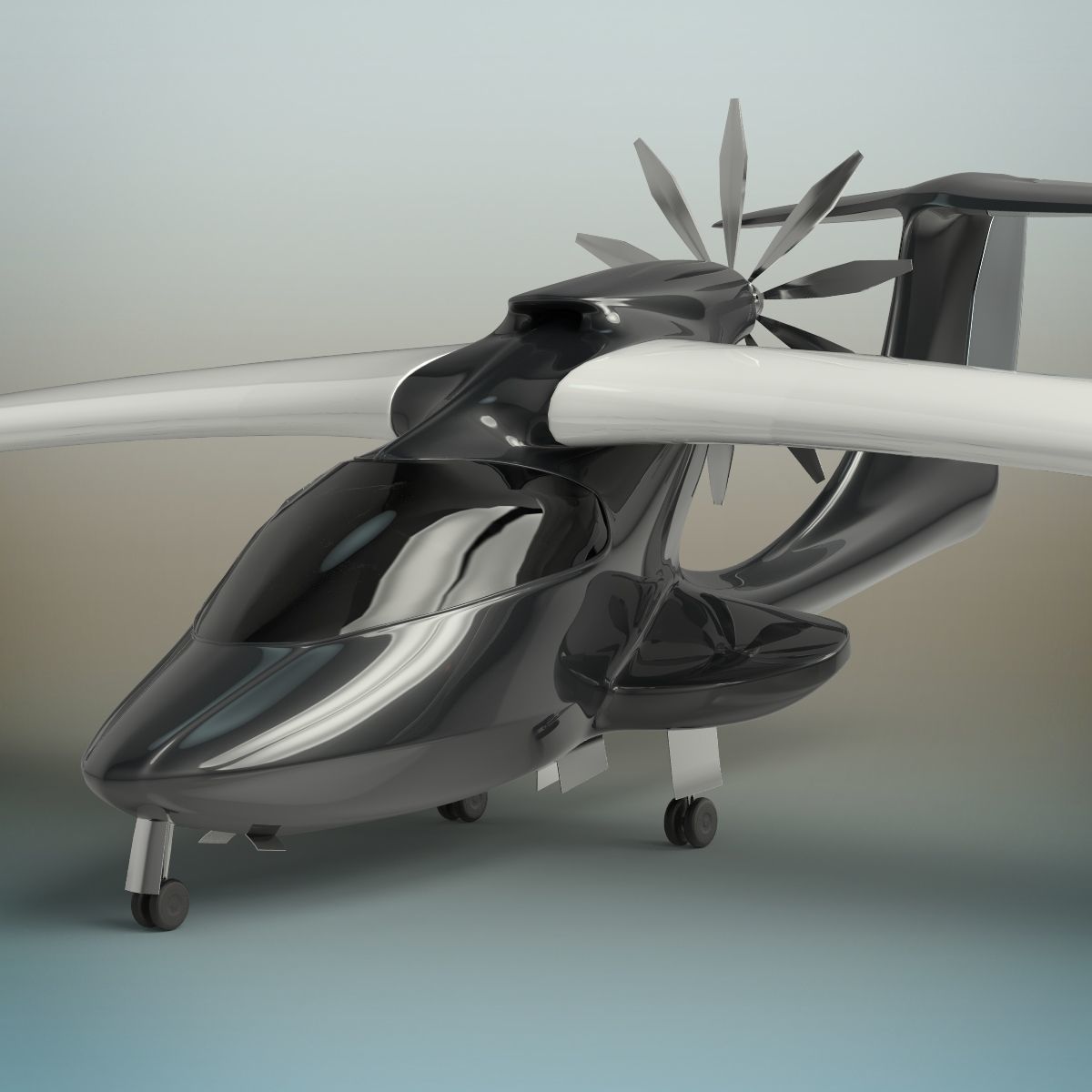 Aircraft futuristic flying vehicle 3D model_8