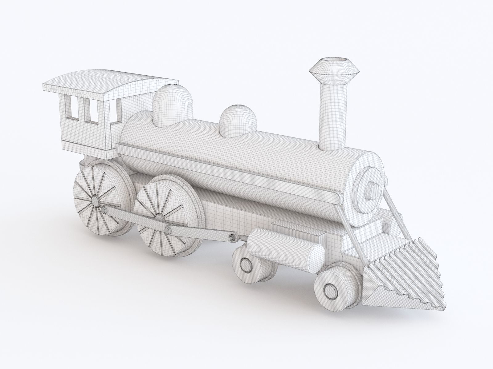 Wooden toy train 06 3D model_1