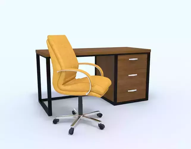 Leather yellow office chair and office table