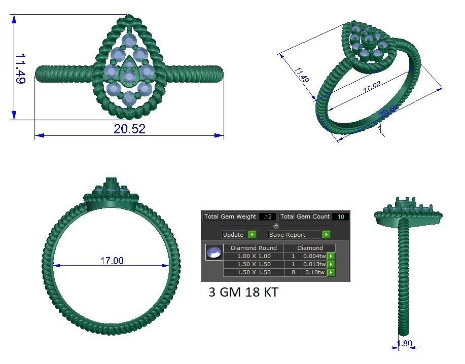 Women ring 3dm stl render detail 3D print model 3D print model_1