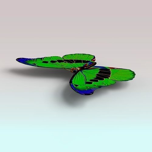 Butterfly with wings Low-poly 3D model