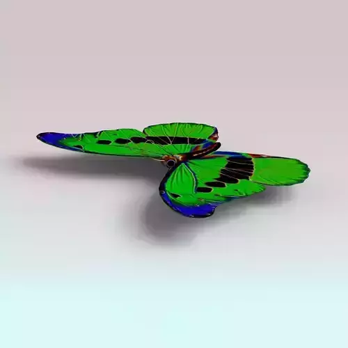 Butterfly with wings Low-poly 3D model