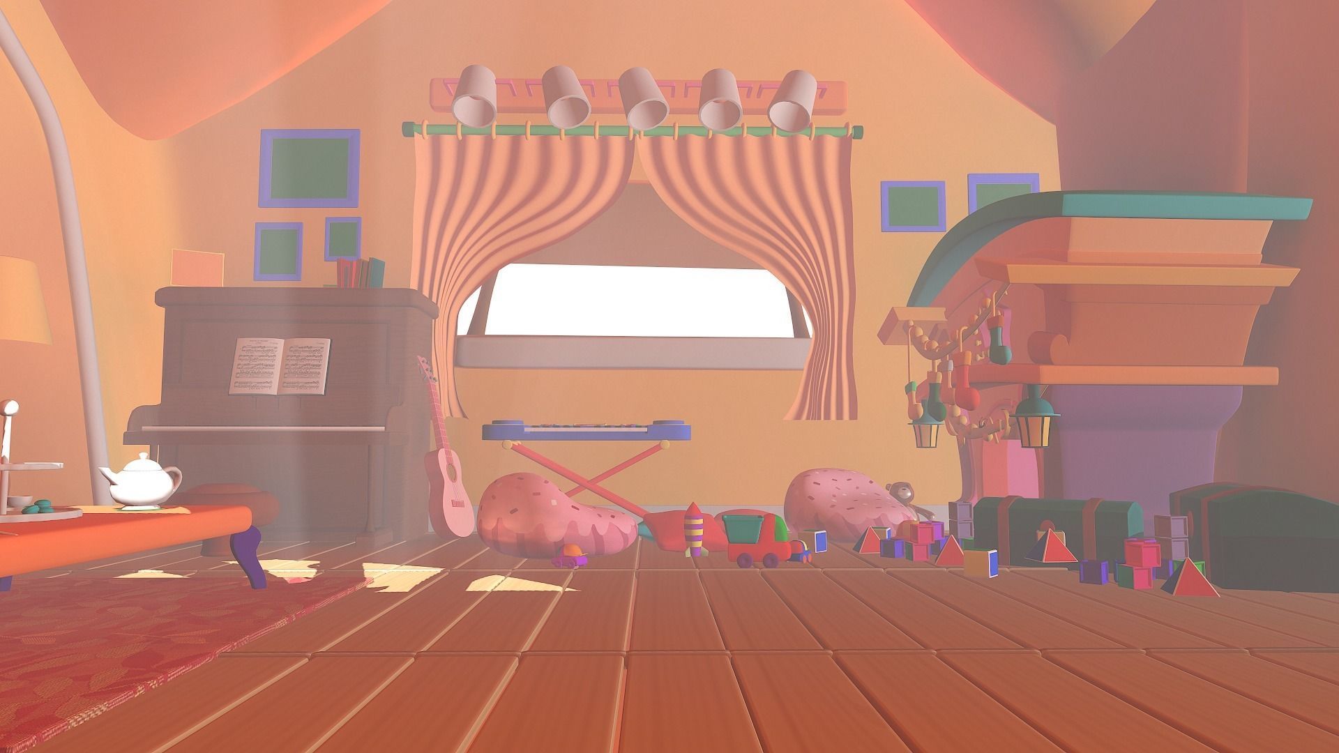 Asset - Cartoons - Background - House Livingroom - 02 3D model_9