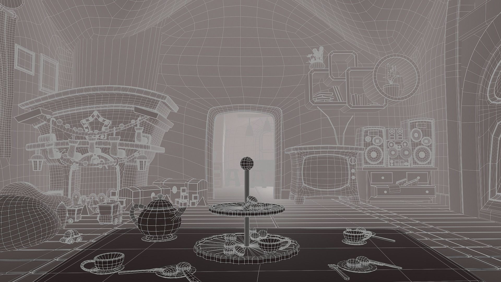 Asset - Cartoons - Background - House Livingroom - 02 3D model_16