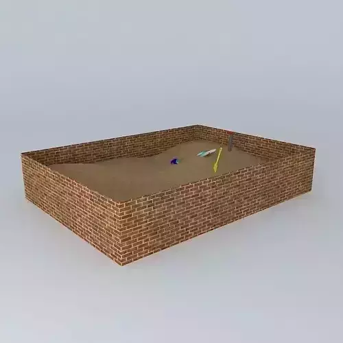 Sandbox in middle of brick wall