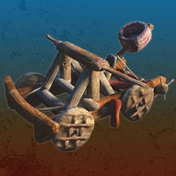 Catapult wooden cannon Low-poly 3D model_2