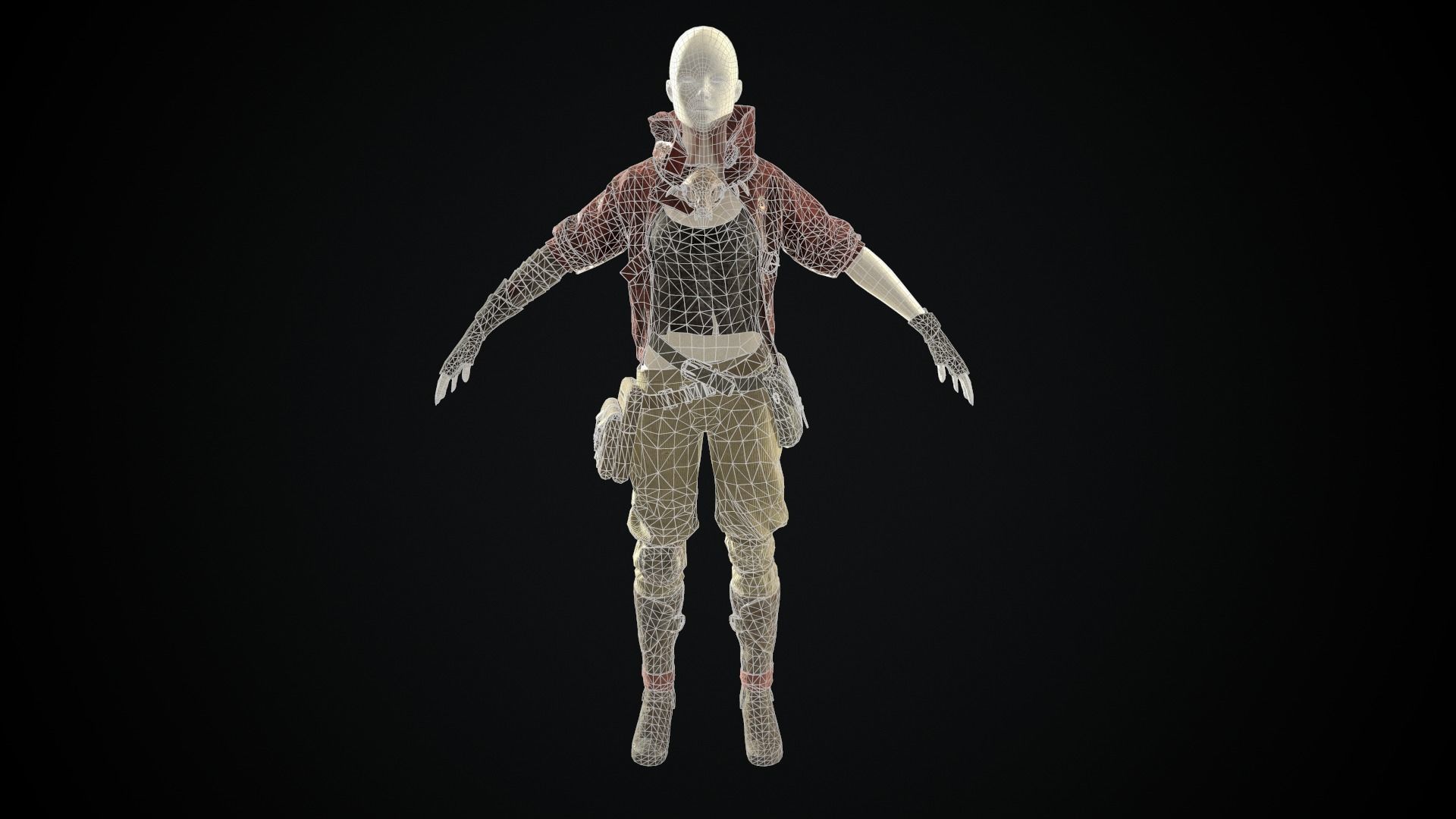 Female set 3 character Low-poly 3D model_7