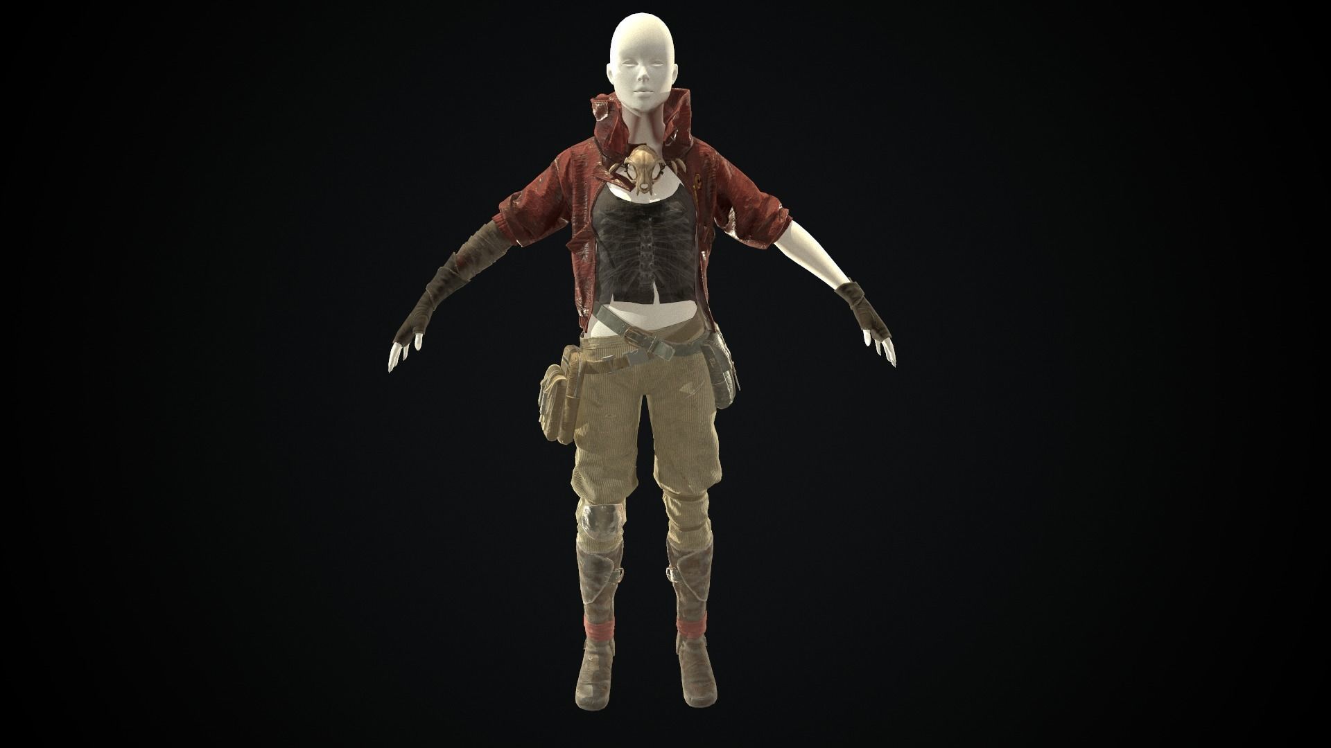 Female set 3 character Low-poly 3D model_1