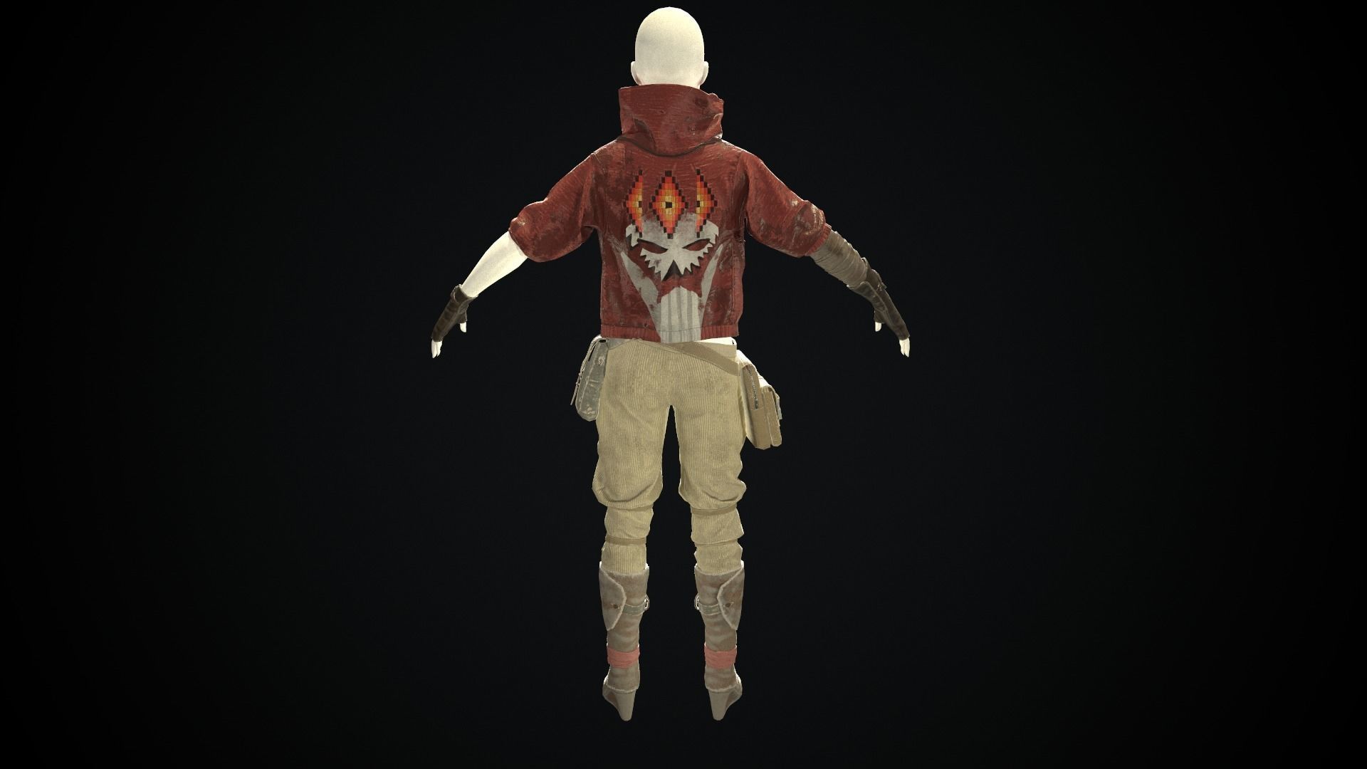 Female set 3 character Low-poly 3D model_4