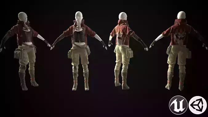 Female set 3 character Low-poly 3D model Female set 3 character Low-poly 3D model