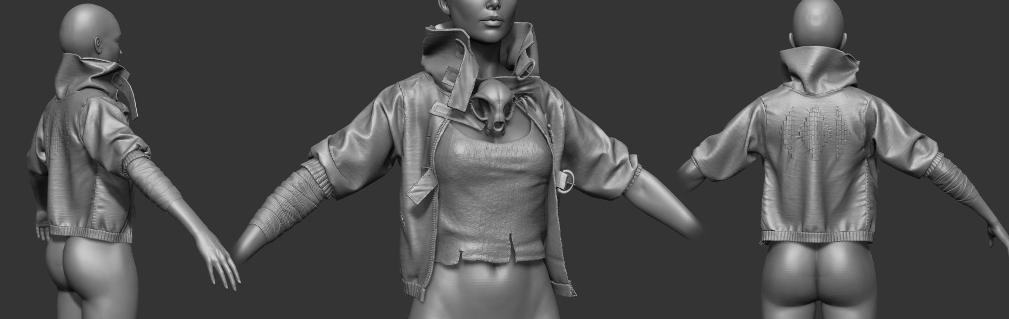 Female set 3 character Low-poly 3D model_9