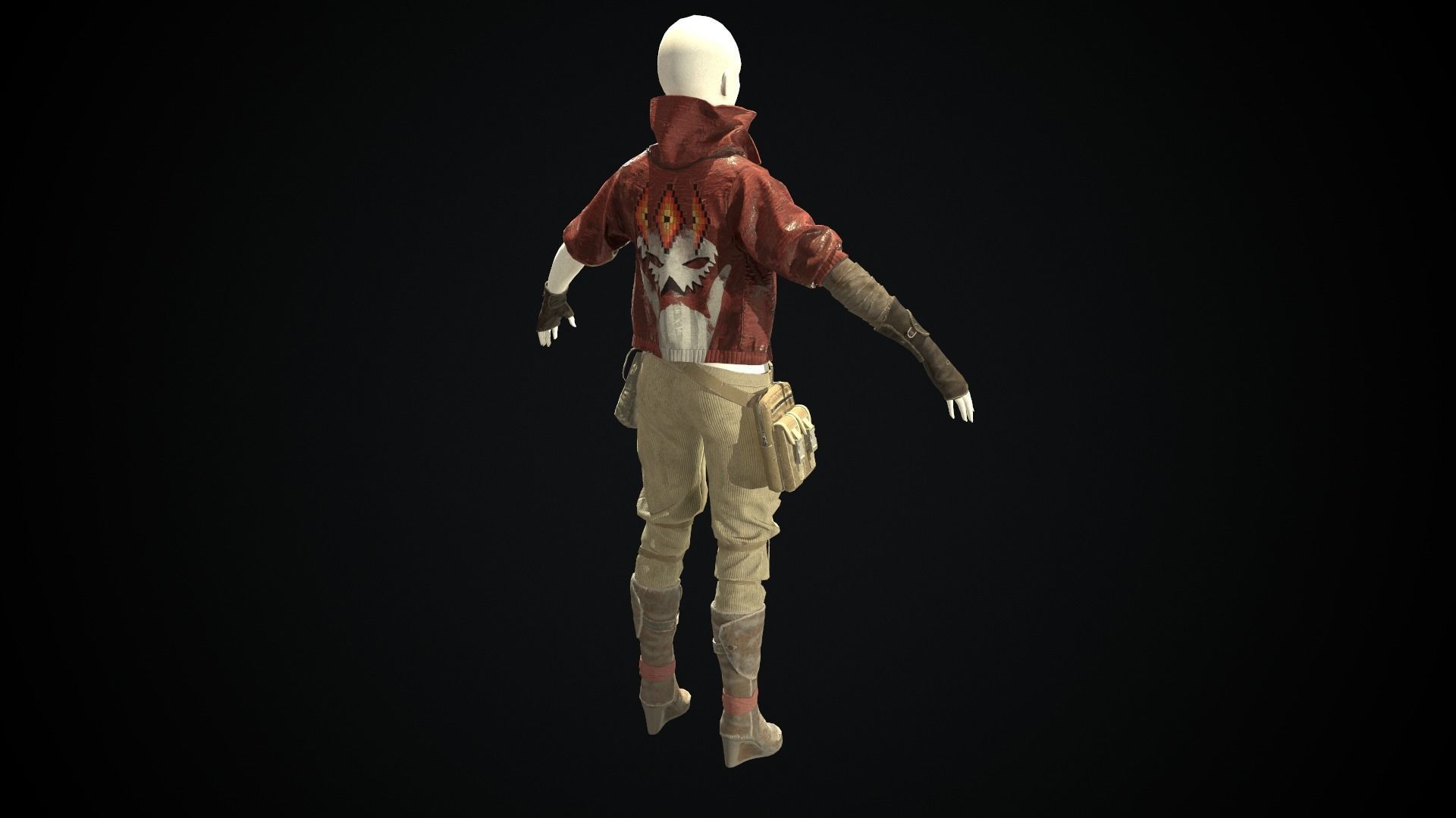 Female set 3 character Low-poly 3D model_3