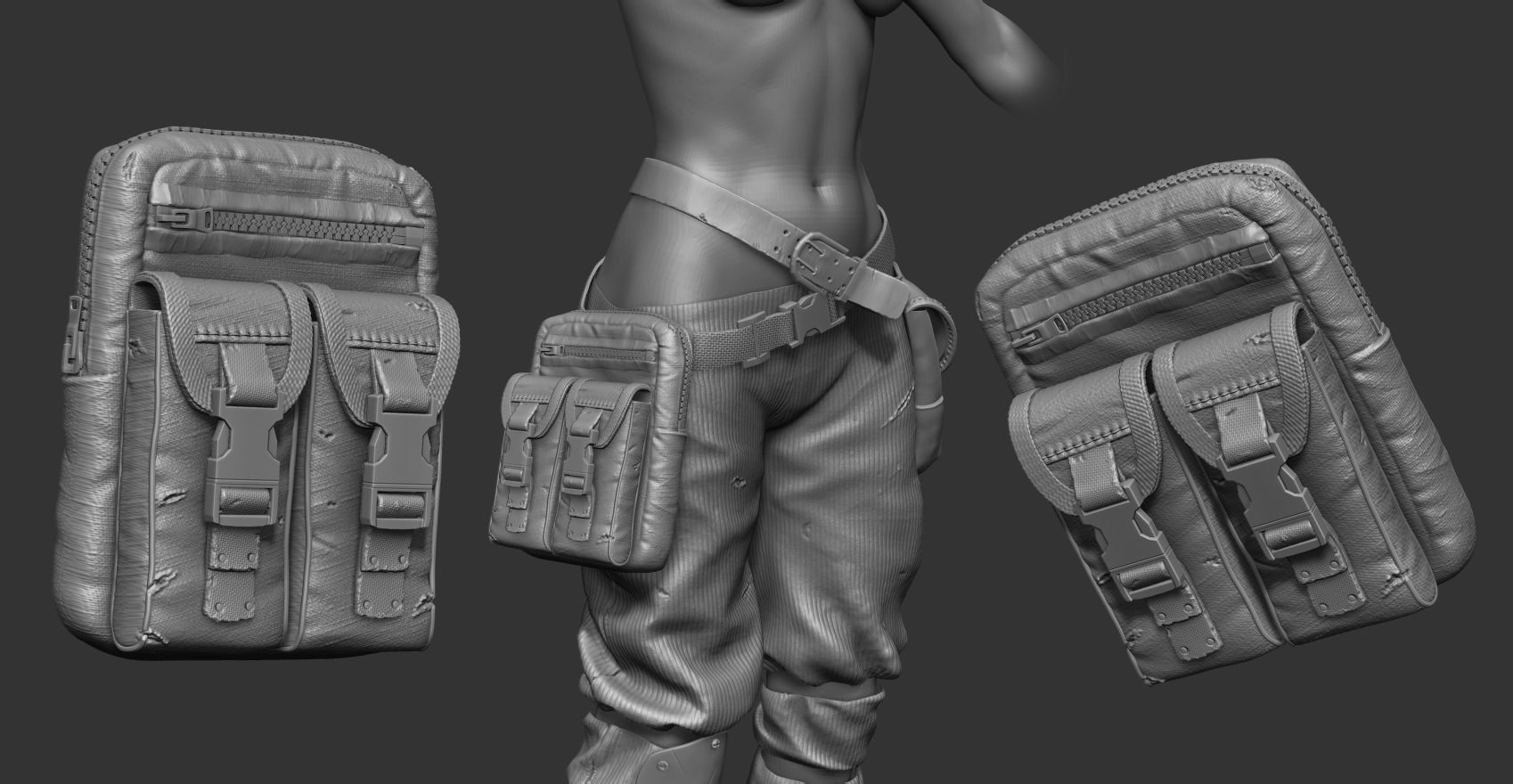 Female set 3 character Low-poly 3D model_8