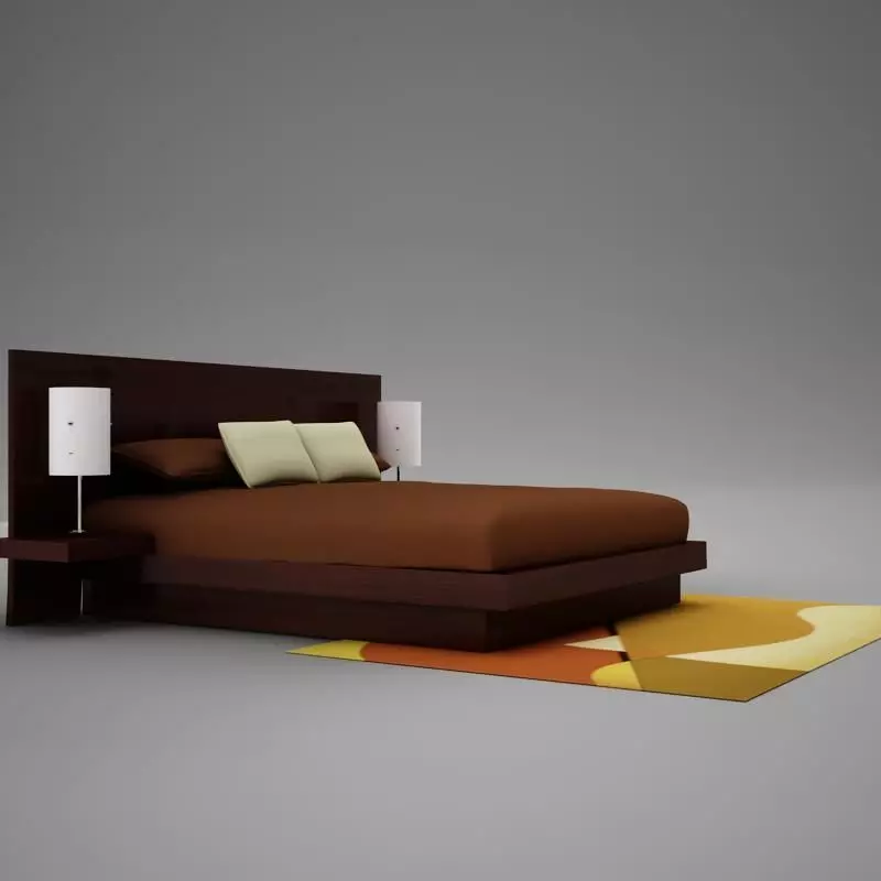 bed04 bed with two lamps 3D model