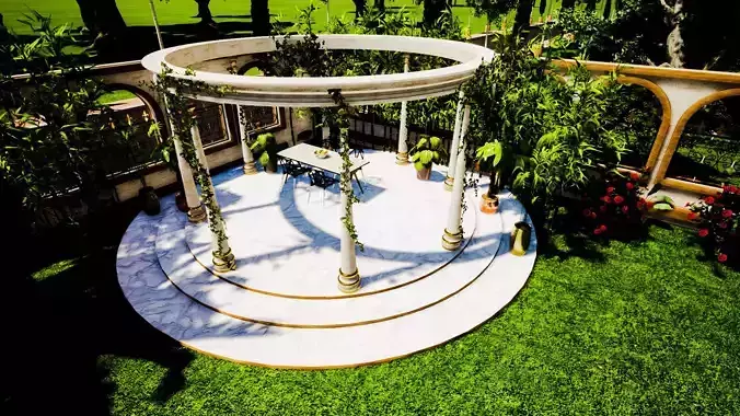 Luxuary villa with landscaping and rooftop garden