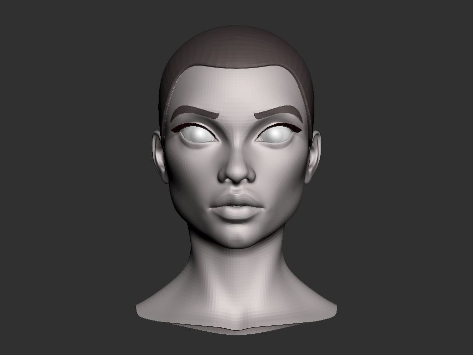 Female head base mesh Low-poly 3D model_6