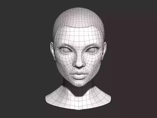 Female head base mesh Low-poly 3D model