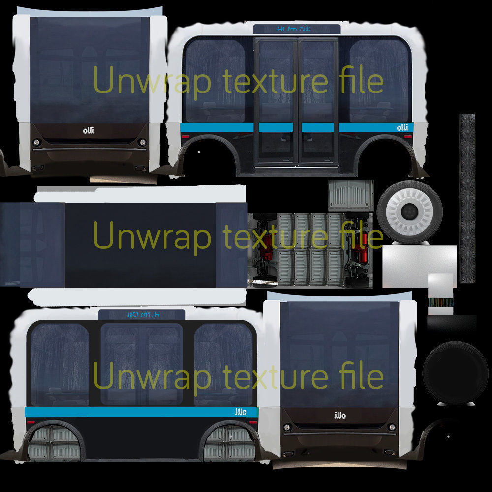 Driverless shuttle Olli low poly model Low-poly 3D model_10