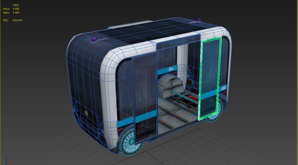 Driverless shuttle Olli low poly model Low-poly 3D model_9