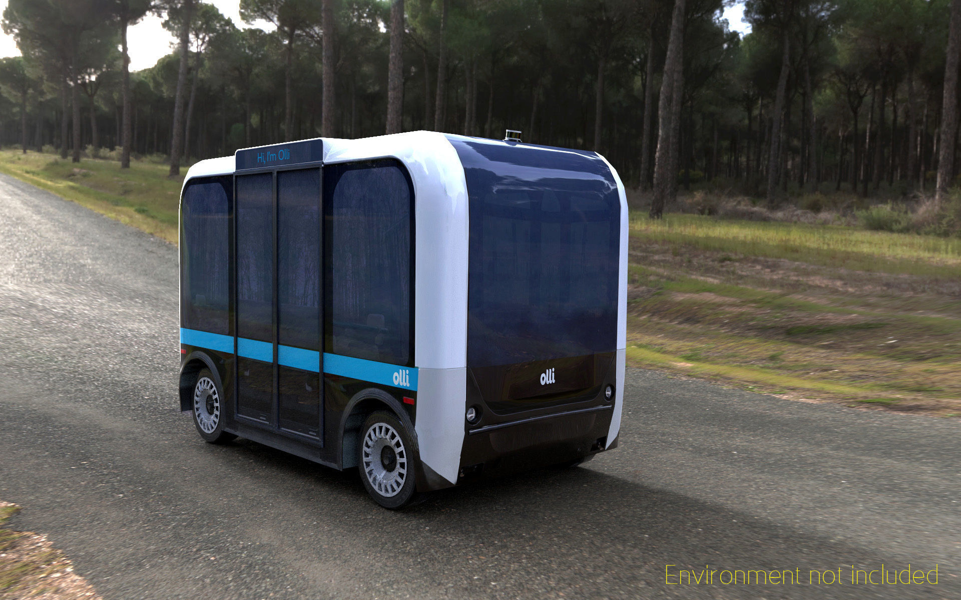 Driverless shuttle Olli low poly model Low-poly 3D model_1