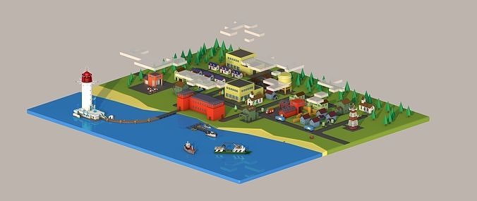 administrative buildings Low-poly 3D model