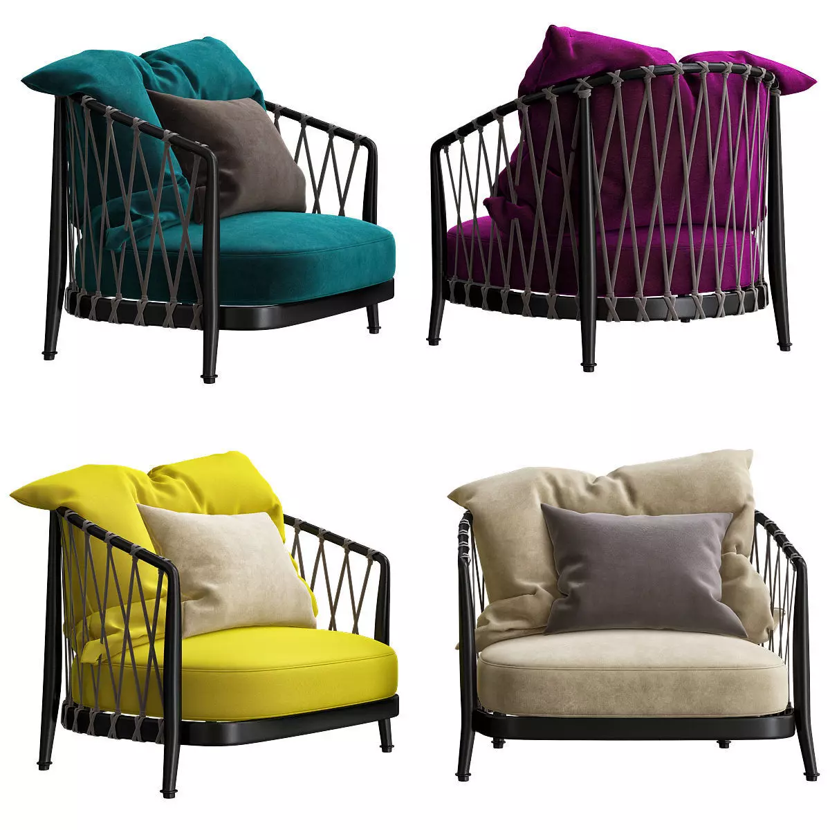 Armchair Erica CITTERIO Fabric 3d model 3D model
