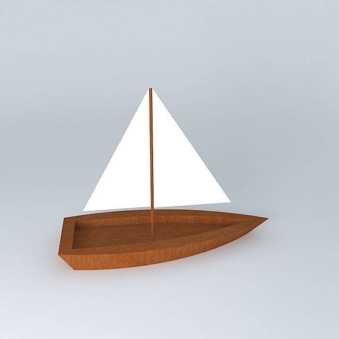 Sailboat wooden with sail Free 3D model_2
