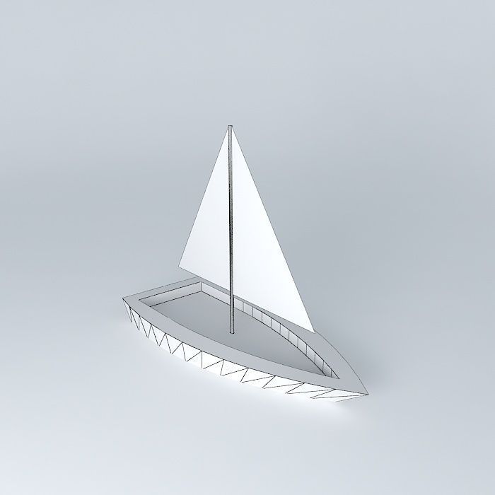Sailboat wooden with sail Free 3D model_4