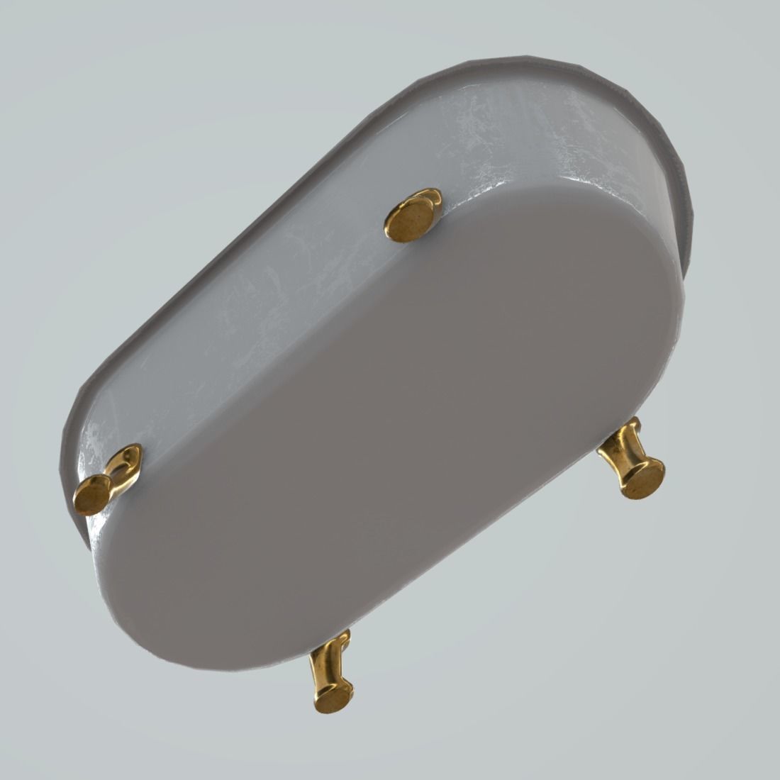 Bathtube bathtub with gold legs Low-poly 3D model_7