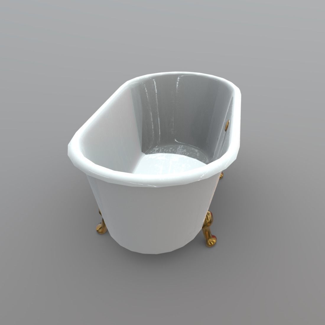 Bathtube bathtub with gold legs Low-poly 3D model_3