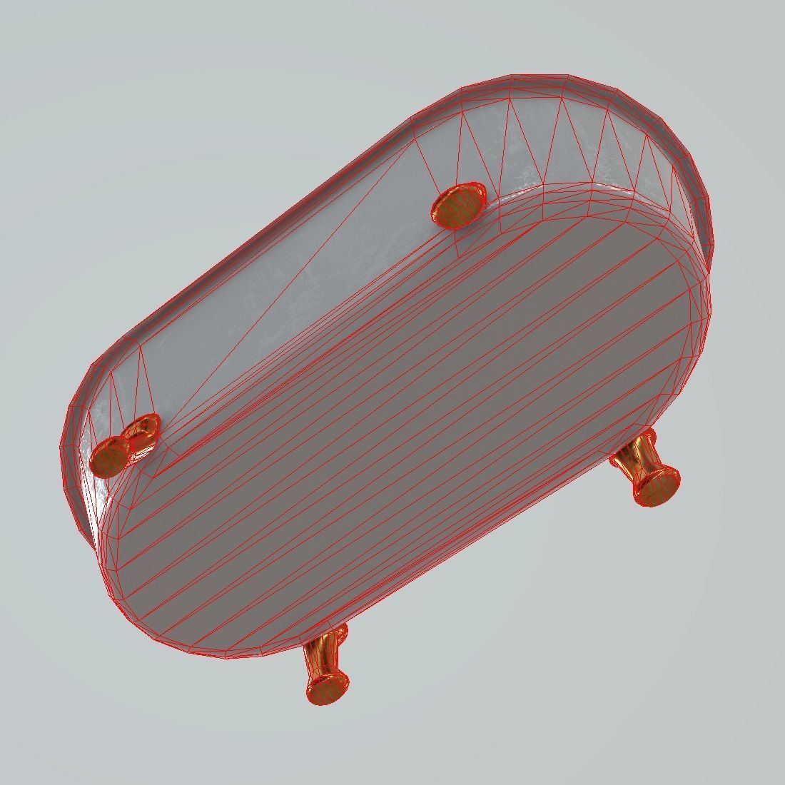 Bathtube bathtub with gold legs Low-poly 3D model_13