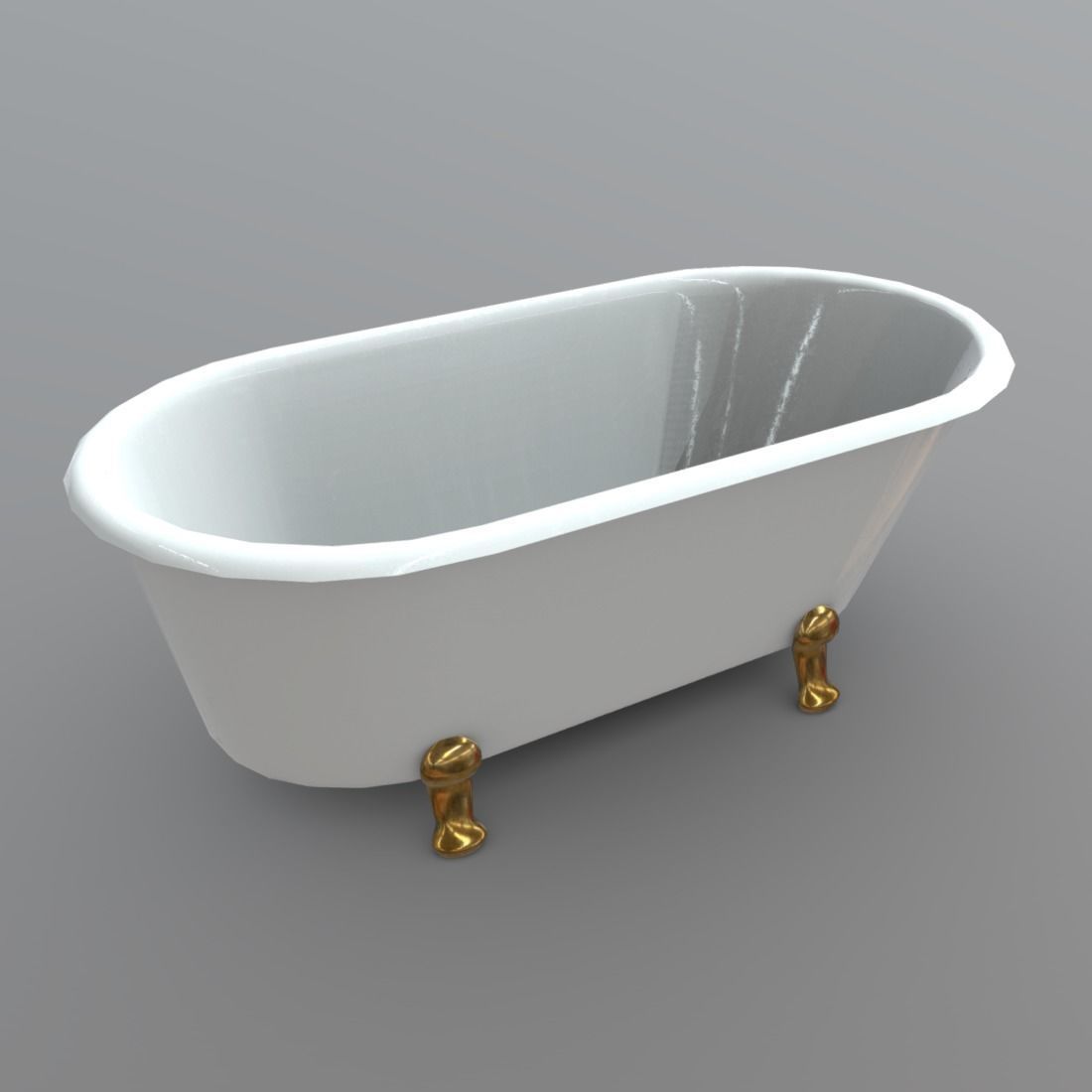 Bathtube bathtub with gold legs Low-poly 3D model_4