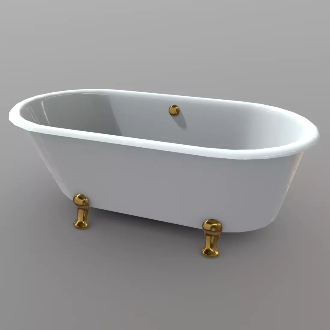 Bathtube bathtub with gold legs Low-poly 3D model_0