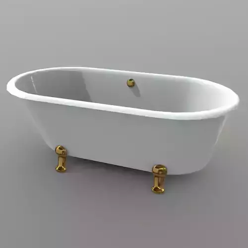 Bathtube bathtub with gold legs Low-poly 3D model