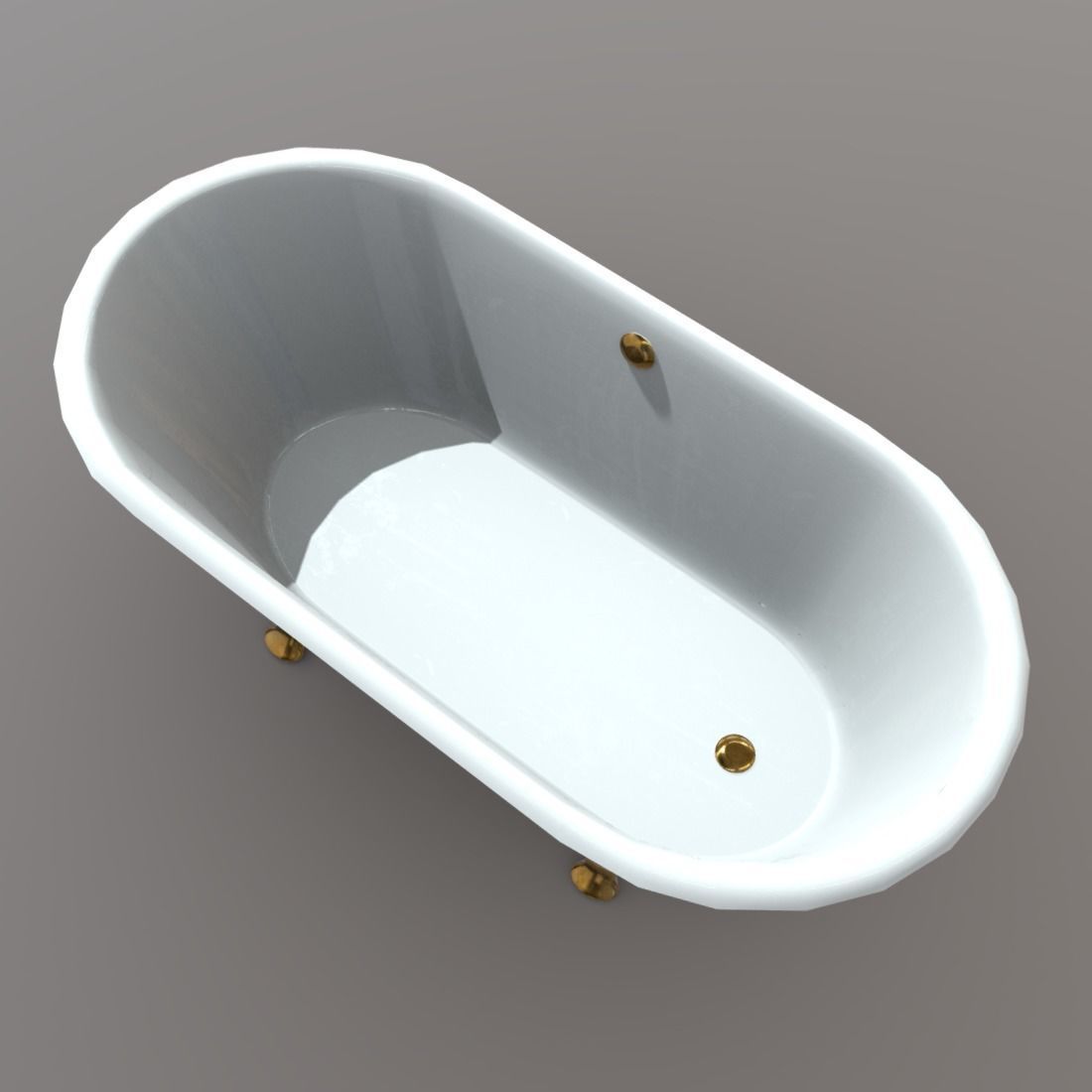 Bathtube bathtub with gold legs Low-poly 3D model_6