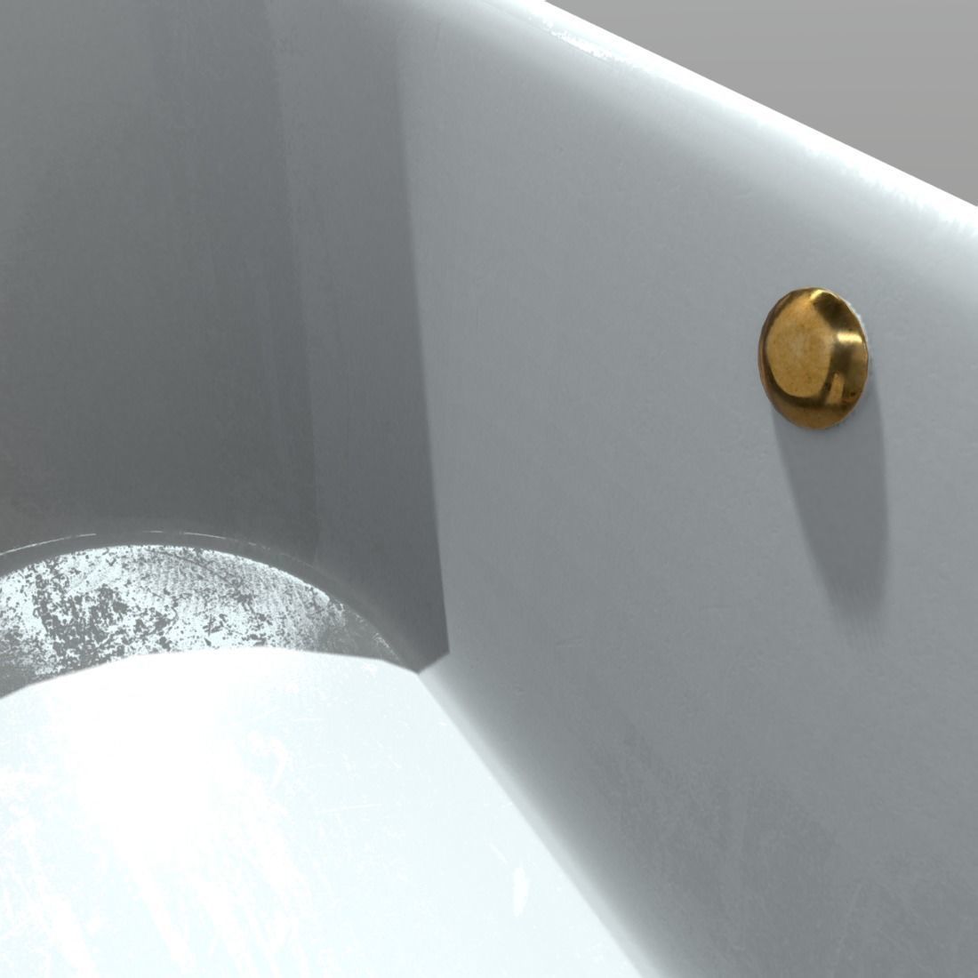 Bathtube bathtub with gold legs Low-poly 3D model_8